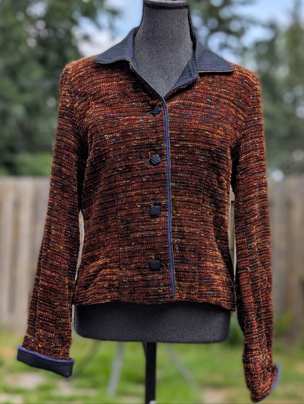 Mary Lynn O'Shea Designer Hand Woven Jacquard Size Small Handmade VTG Blazer
